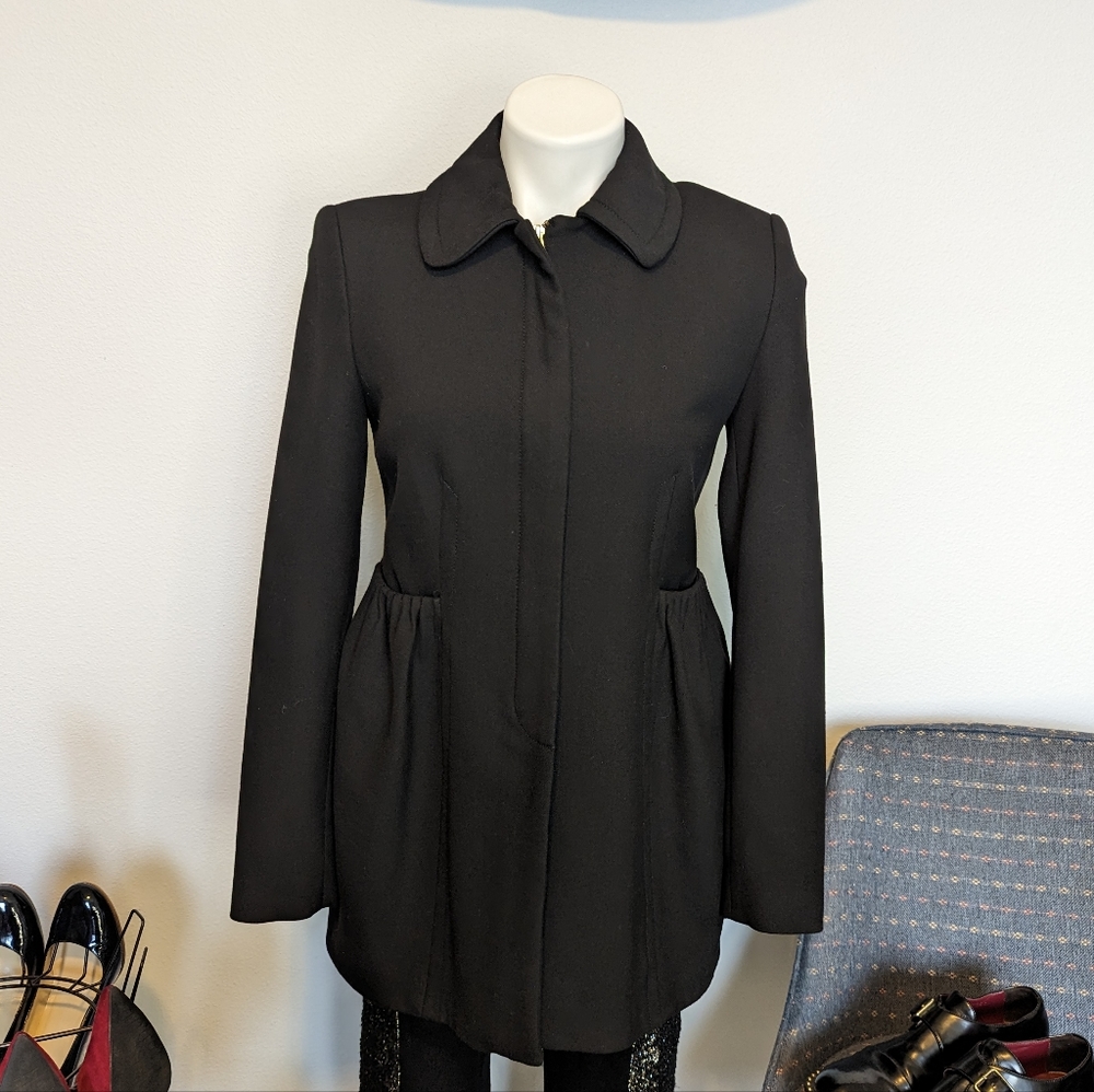 Zara Basic Black Jacket With Ruffled Pockets Wome… - image 2